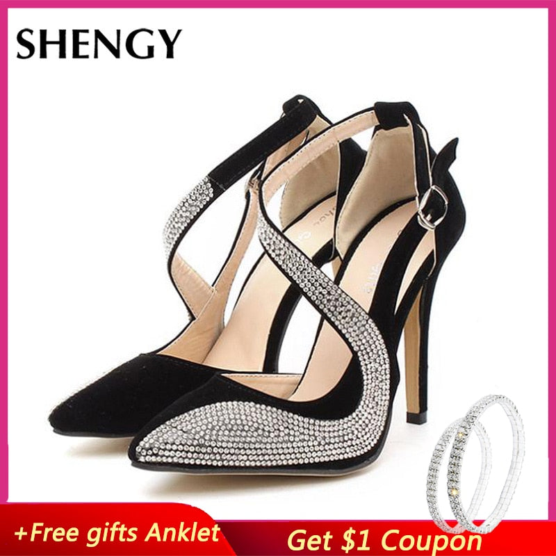 Crystal Women Pumps Women Shoes Fashion Women's Sandals High Heel Shoes Ladies Sexy Party Shoes Woman