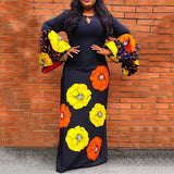 African Women Loose Flare Maxi Sleeve Dress