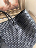 senior designer high quality leather woven shopping bag leather woven handbag