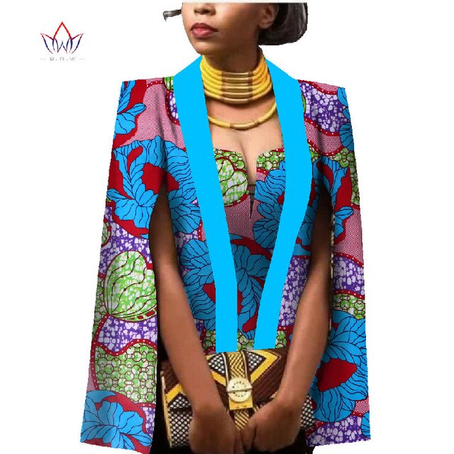 African Women Clothing Full Sleeve Cape Coat Dress Suit African Tops 2 Piece Set Party Dresses