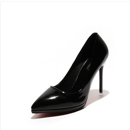 spring autumn pointed toe women shoes red bottom elegant ladies party patent leather thin high heels zapateos muter A-152