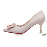 Women Pumps Fashion Ladies Rhinestone High Heels Soft Leather Heels Shoes Woman Pointed Toe Non-slip Wedding Shoes