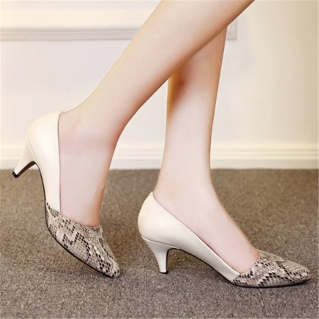 New Snakeskin Pointed Toe Shallow Women's shoes