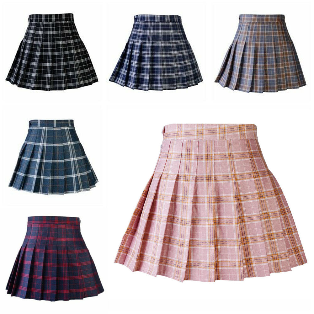 Women kawaii High-waist Pleated Zip Tennis Mini Skirts Chic Stitching Skater Cute Sweet Girls Dance Skirt Female Mini Skirts