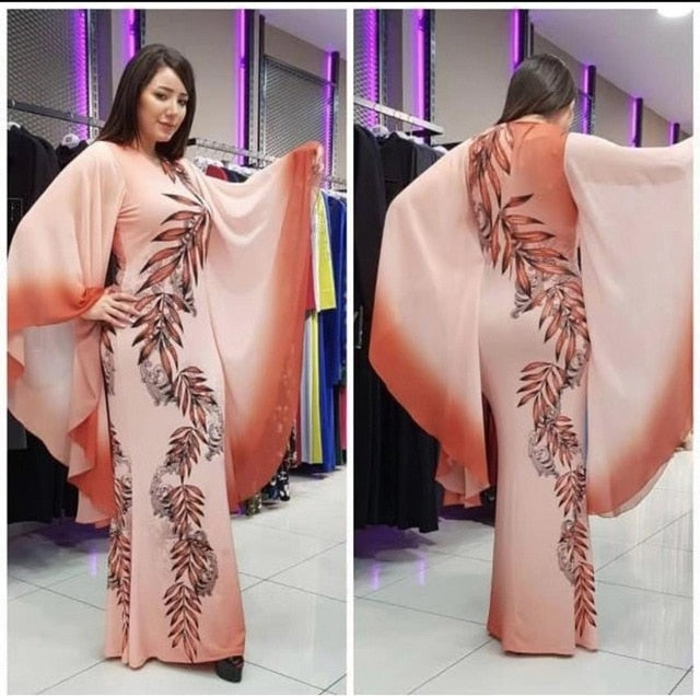 Fashion Long Ruffle Sleeve Maxi Dress Women 2020 Autumn African Clothing Loose Leopard Print
