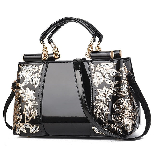 Embroidery Bags for women patent leather