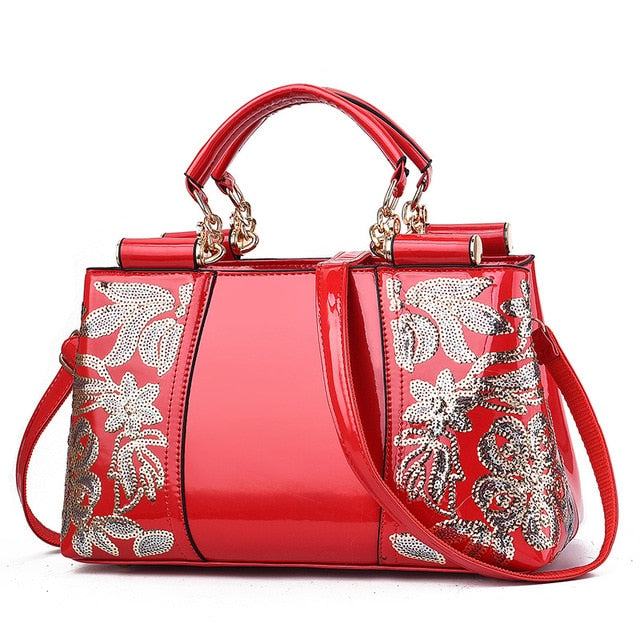 Embroidery Bags for women patent leather