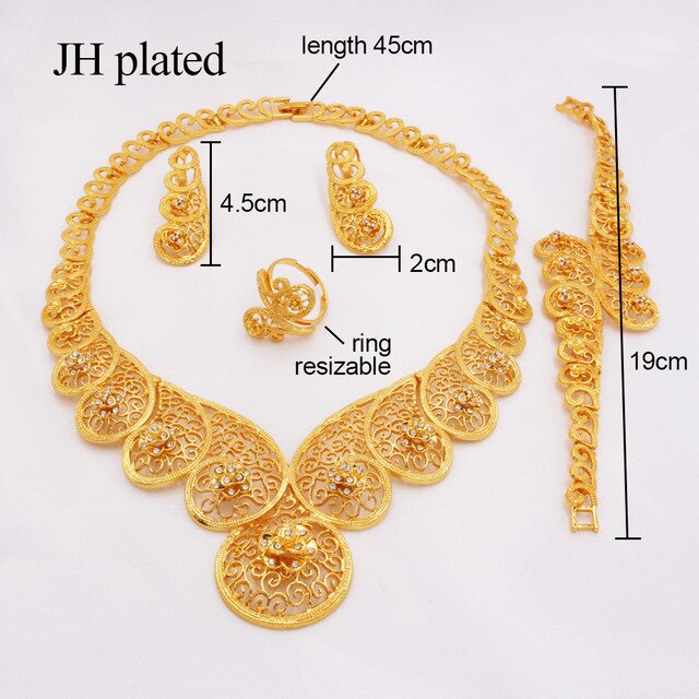 Dubai gold color jewelry sets for women Africa Ethiopian wedding gifts  party jewellery