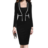 Women Dress Suit Jacket Bodycon Ladies Office Formal Midi Pencil Dresses Vintage Clothes Plus Size