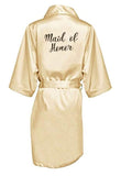 new bride bridesmaid robe with white black letters