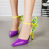 Ladies Girls Party Sexy Dress Shoes Vampire Diaries Women's Shoes Colorful Butterfly High-heeled Pumps Shoes