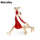 Enamel Girl And Dog Brooches For Women