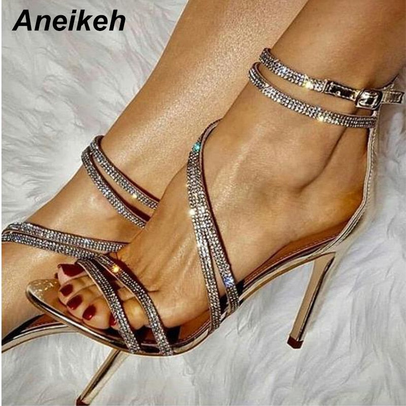Gold Bling Crystal Sexy Women Sandals