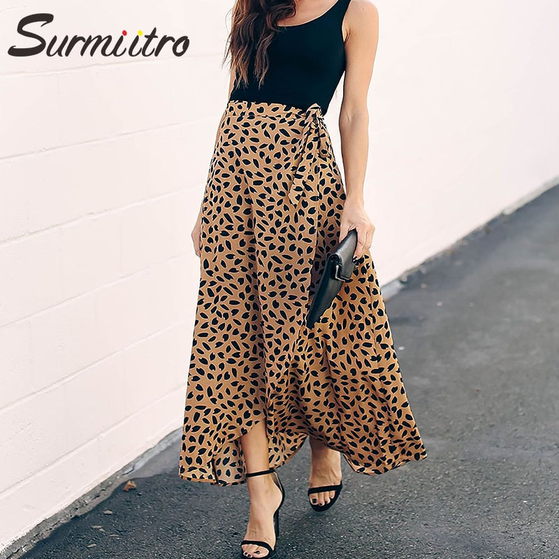 Polka Dot Print Long Maxi Summer Skirt Women