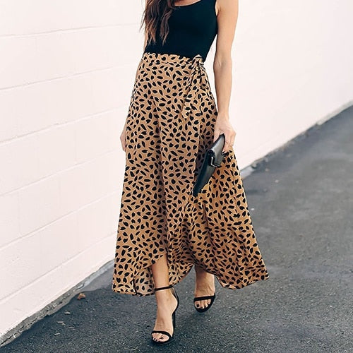 Polka Dot Print Long Maxi Summer Skirt Women