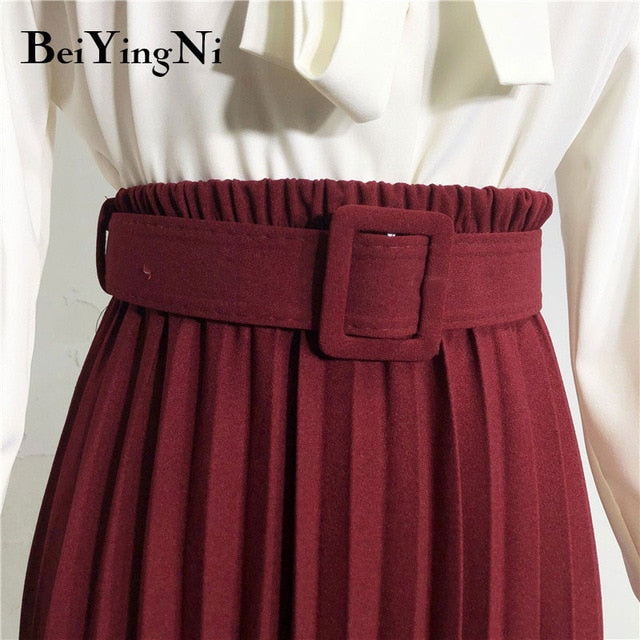 High Waist Women Skirt Casual Vintage Solid