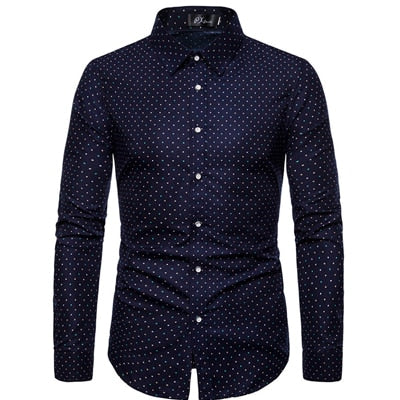 Men's Casual Floral Printed Slim Fit Long-Sleeve Shirts