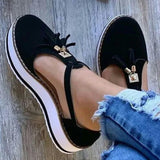 New Women Sandals Buckle Strap Flock Summer Shoes Chaussures Femme Flat Platform