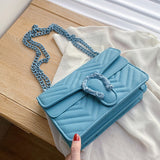Candy color Fashion Brand Women Bag soft PU Leather Messenger Bag Designer Chain