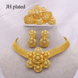 Gold color Jewelry sets for women African bridal wedding gifts party Necklace Bracelet earrings ring set Saudi Arabia jewellery