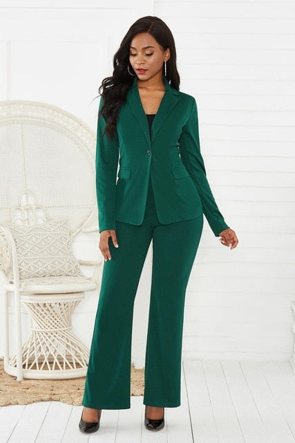 Women's suit office two piece set long sleeve suit pants