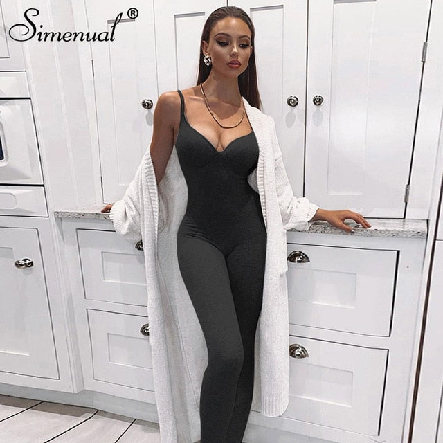 V Neck Strap Fitness Grey Rompers