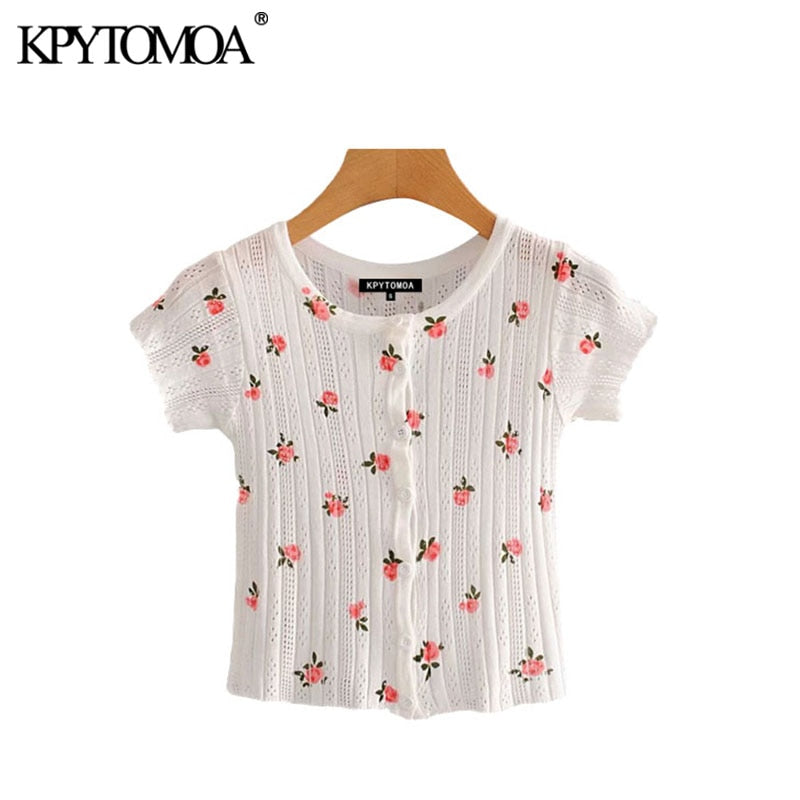 Women 2020 Sweet Fashion Floral Print Cropped