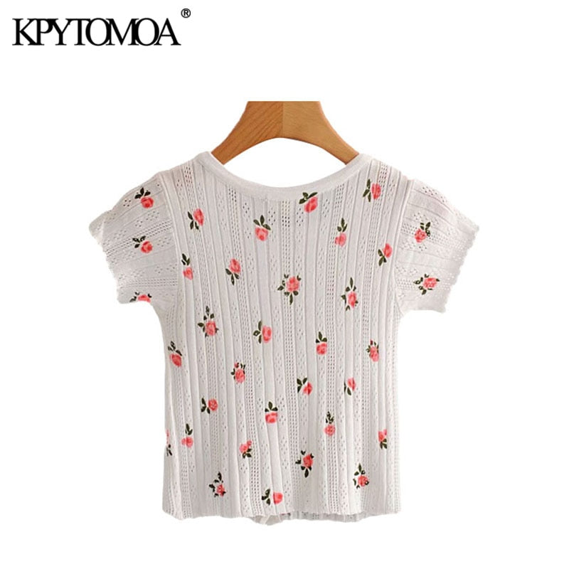 Women 2020 Sweet Fashion Floral Print Cropped