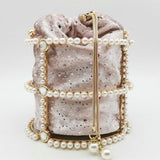 Hollow Out Pearl Bucket Evening Bag