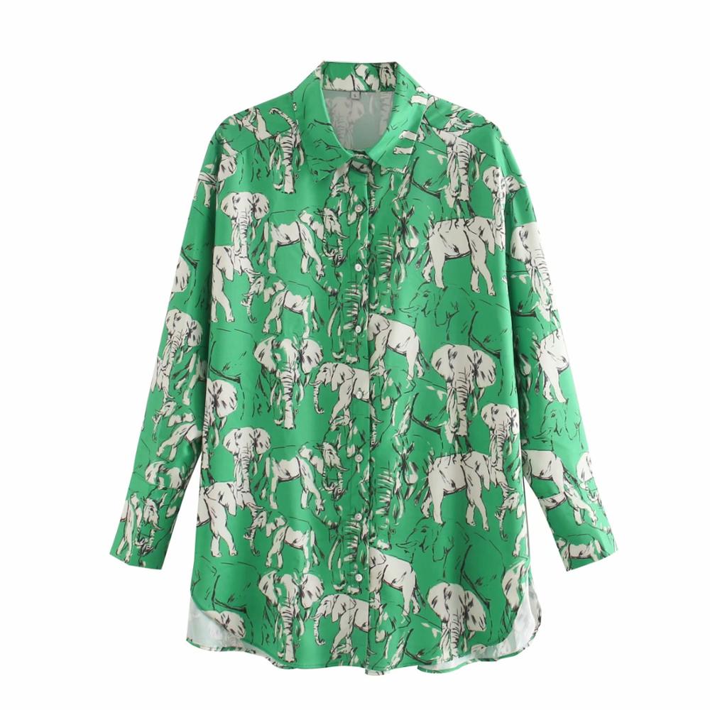 New 2020 women vintage animal print casual shirt