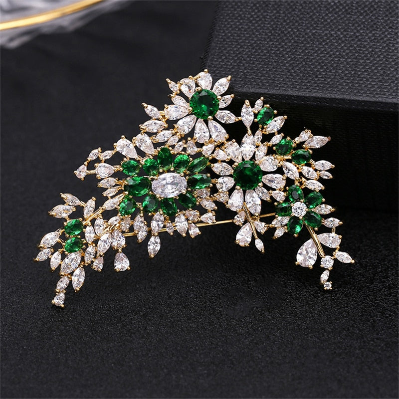 Vintage Flower Cubic Zirconia Brooches