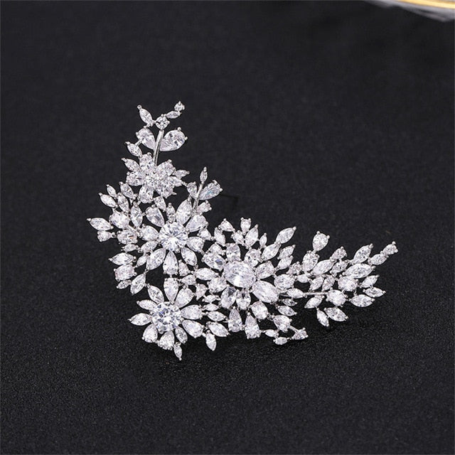 Vintage Flower Cubic Zirconia Brooches