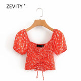 New women sweet floral print pleated short smock