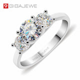 Moissanite 1.2ct 5.5mm+2X4.0mm Round Cut EF Color 925 Silver Ring Gold Multi-layer Plated Fashion Girlfriend Gift