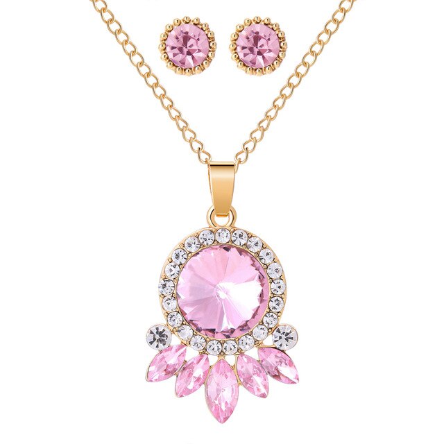 MINHIN Trendy Wedding Jewelry Sets Opal Stone Pendant Necklace