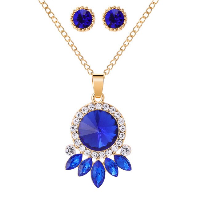 MINHIN Trendy Wedding Jewelry Sets Opal Stone Pendant Necklace