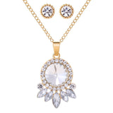 MINHIN Trendy Wedding Jewelry Sets Opal Stone Pendant Necklace