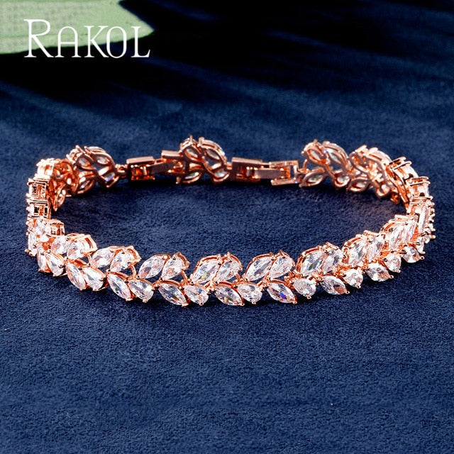 Romantic Cubic Zirconia Leaves Sweet Bracelet