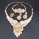 Women Party Bridal Fine Crystal Rose Flower Necklace