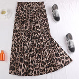 Leopard Print Maxi Skirt Women Summer