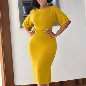Yellow Women Dresses Bodycon Slim Elegant