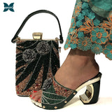 New Arrival Fashionable Italian Shoes and Bag Sets Silver Color Women's