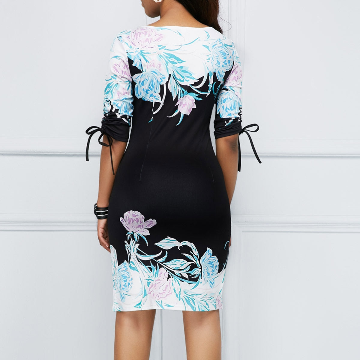 Summer Dress Women 2020 Casual Plus Size Slim Floral Print Office Pencil Bodycon Dresses