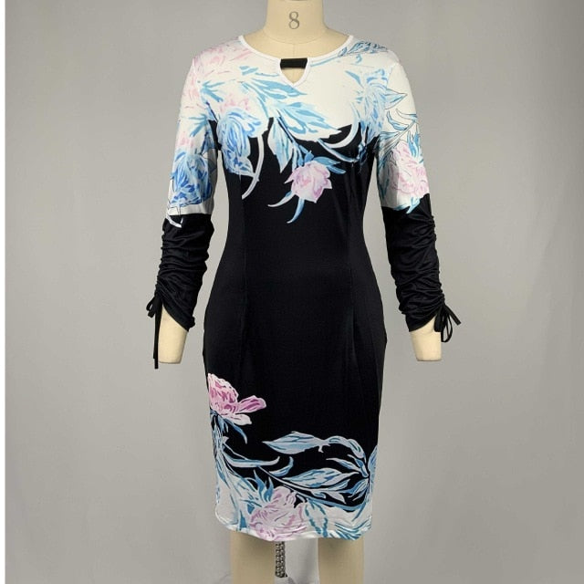 Summer Dress Women 2020 Casual Plus Size Slim Floral Print Office Pencil Bodycon Dresses