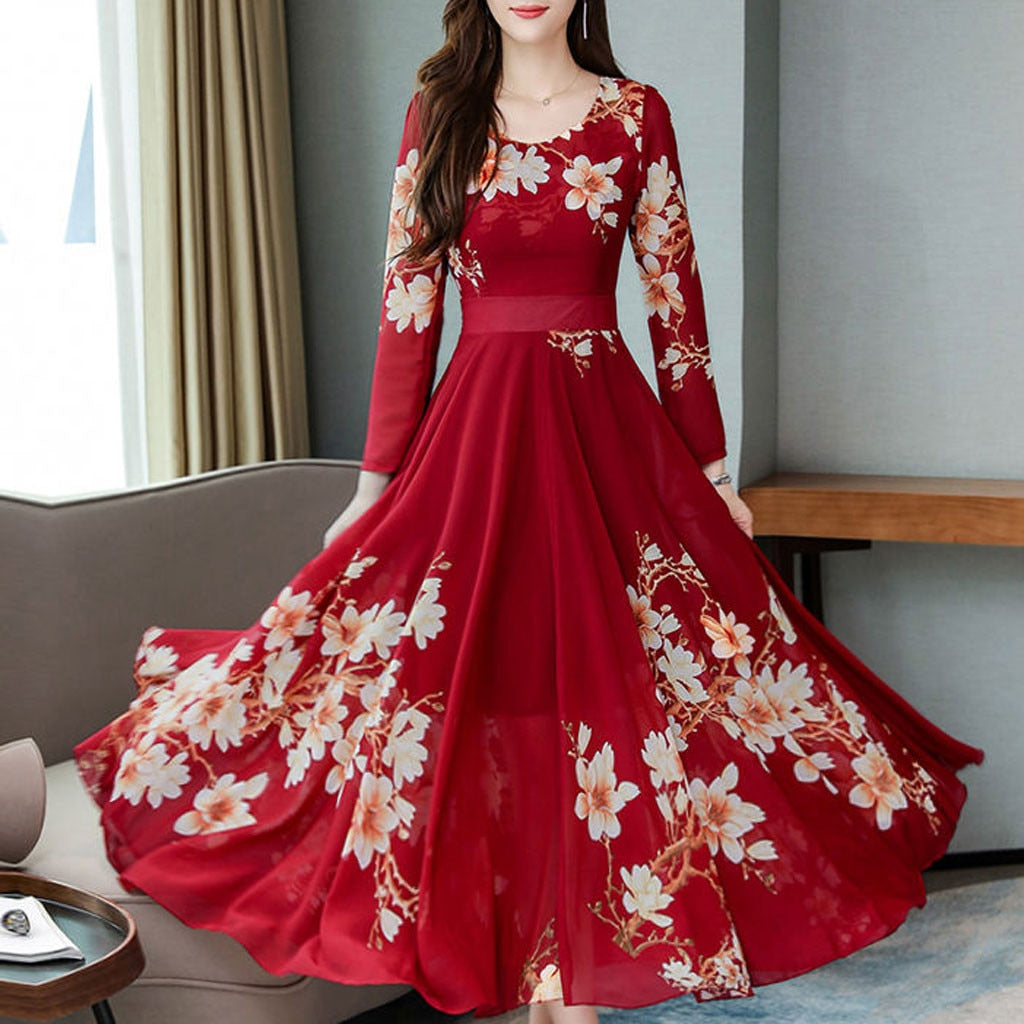 Bohemian Style Plus Size 4xl 2020 Summer New Arrival A-line Long Sleeve Long Dress Vestidos