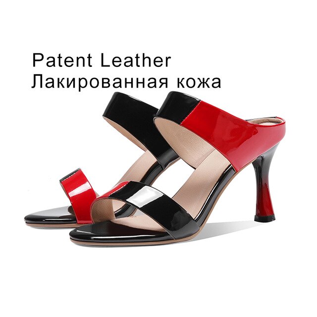 New Brand Women Slippers Sexy Shoes Patent Leather high heels shoes women Spring Autumn