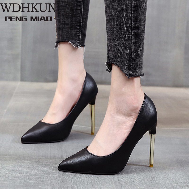 White Round Head High Heels Thin Heels Elegant Single Shoes Sexy Pumps Professional Women's Shoes