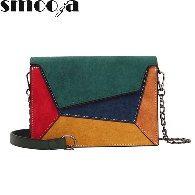 New Retro Matte Patchwork Crossbody Bags for Women Small Flap Bags