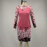 Vintage Floral Print Dress Women 2020 Autumn Summer Casual Plus Size Office Pencil Bodycon Dresses