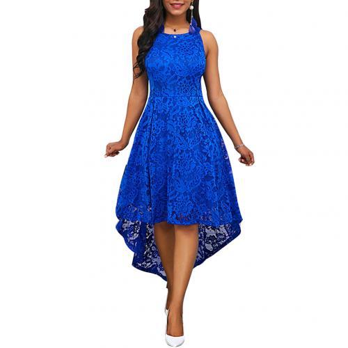 Floral Lace Women Solid Color Sleeveless Formal Party Midi Dress